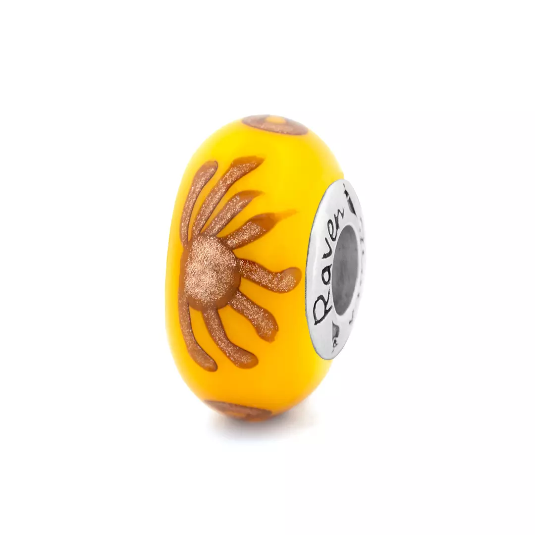 Maya First sun themed glass bead