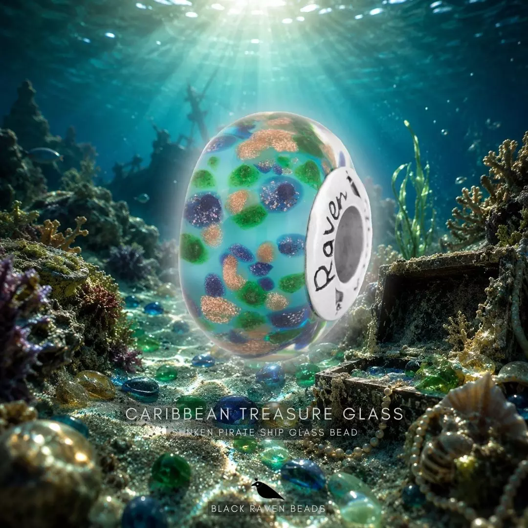 Caribbean treasure glass - sunken pirate ship glass bead
