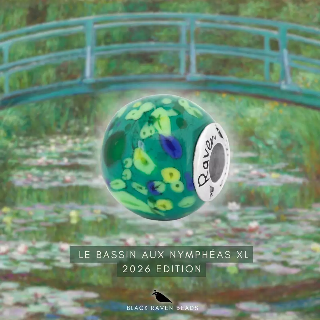 Monet Water Lily XL 2026 Edition handcrafted lampwork glass bead