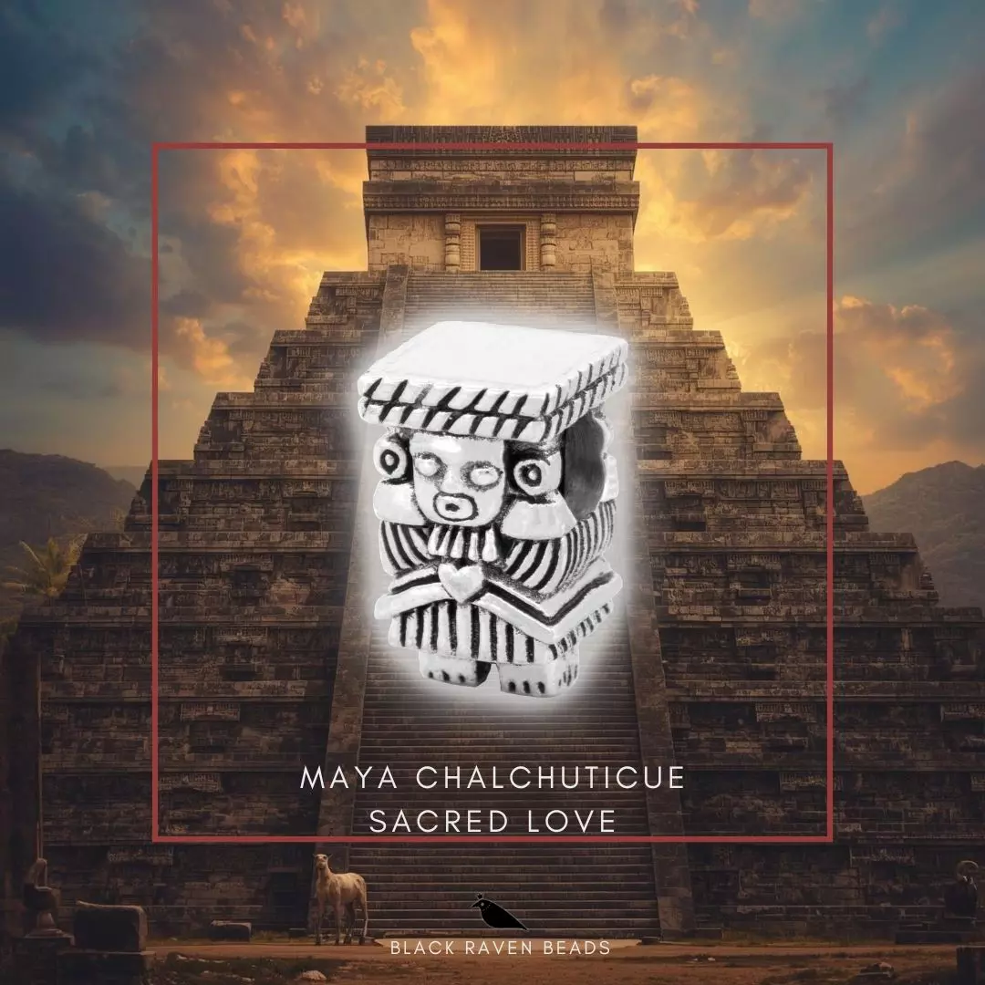 Black Raven Beads Maya Chalchiuhtlicue Sacred Love silver bead