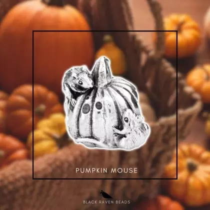 Pumpkin Mouse Silver Charm Bead