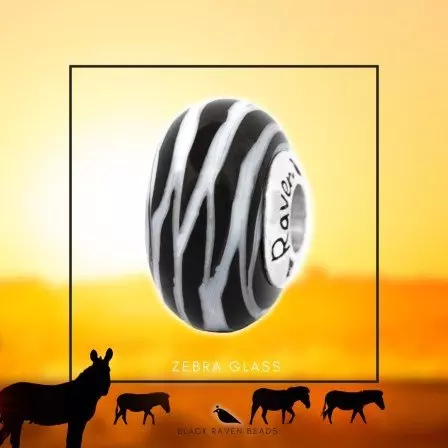 Zebra glass charm bead