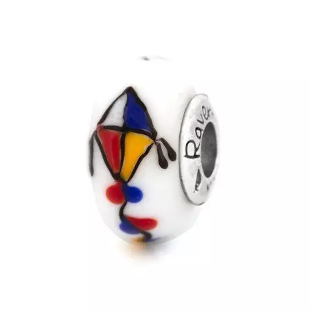 Mondriaan glass bead for bracelets with primary colours
