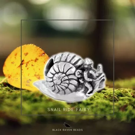 Snail Ride Fairy Silver Bead