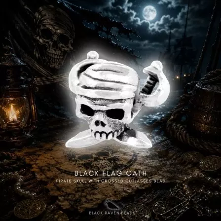 Black Flag Oath - Pirate Skull with Crossed Cutlasses Bead