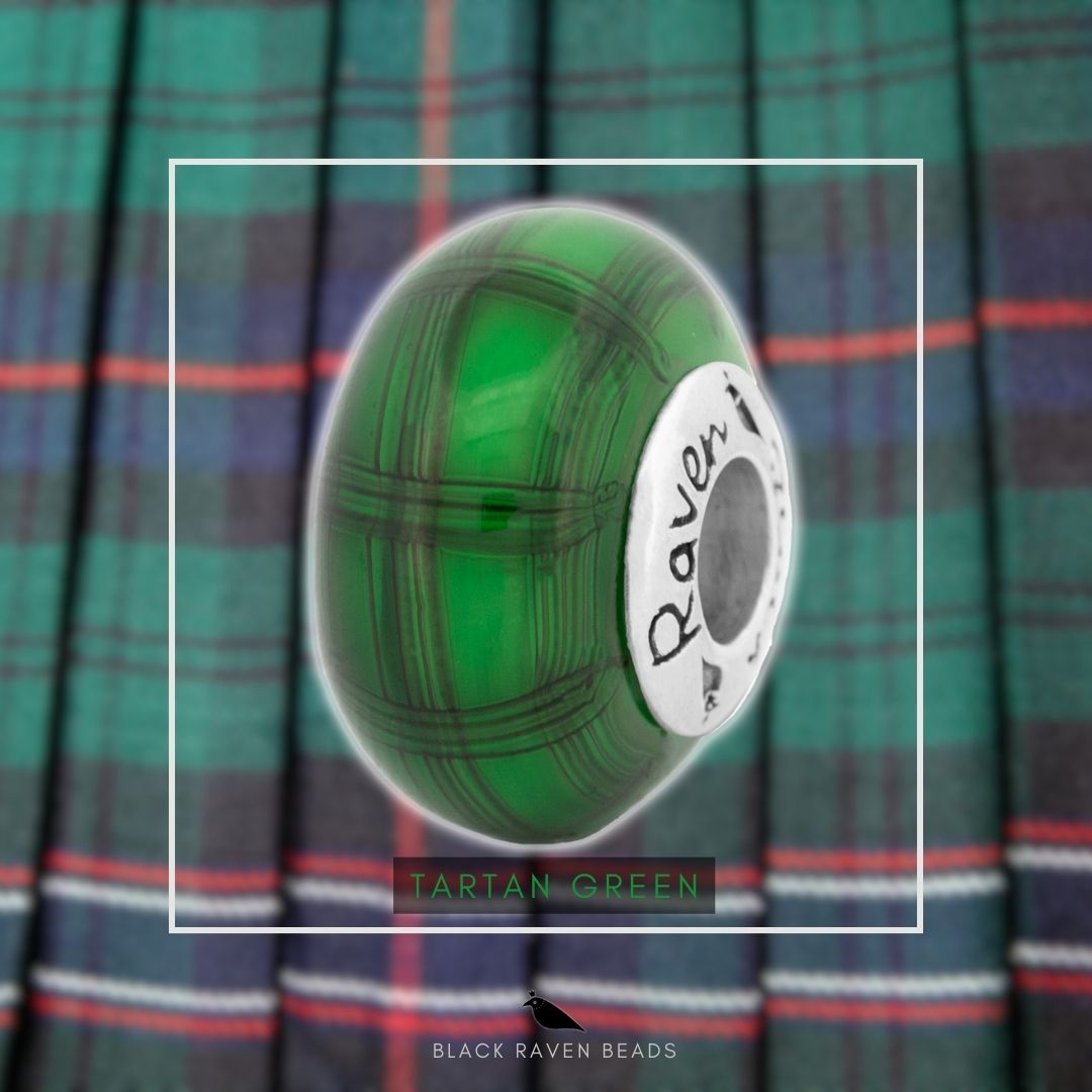 Tartan Green Charm Bead