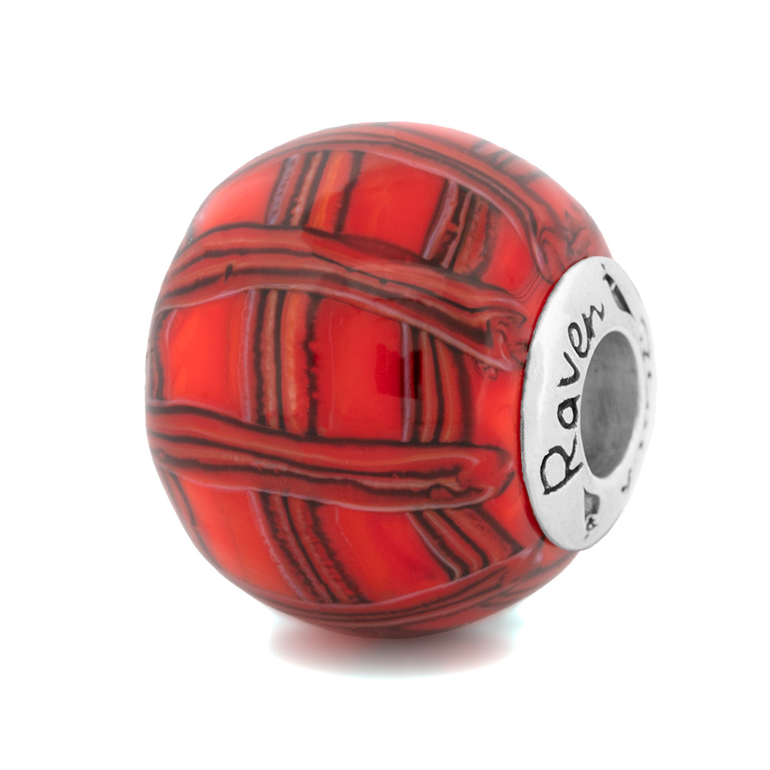 Tartan Red Big LA Charm Bead