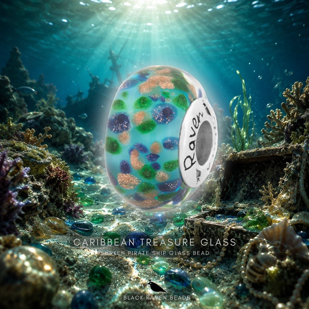 Caribbean treasure glass - sunken pirate ship glass bead