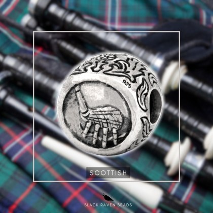Scottisch Bagpipes silver charm bead for bracelets Charm Bead