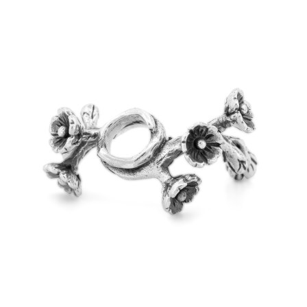Black Raven Beads Sakura Branch handcrafted sterling silver bead featuring cherry blossom details inspired by Japanese spring and renewal